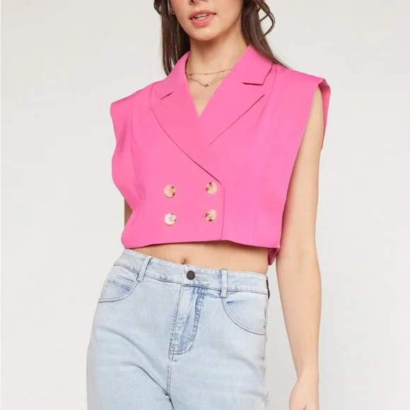 🎀Entro double breasted cropped vest 🎀 - Picture 3 of 8